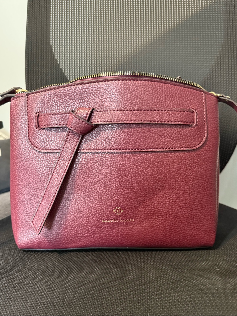 Nanette Lepore Pebbled Leather Crossbody in cranberry